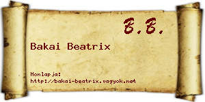 Bakai Beatrix névjegykártya